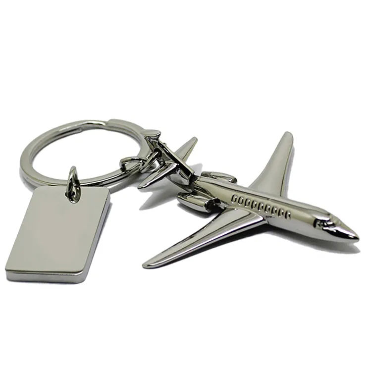 Custom Logo Zinc Alloy Metal Engraved 3D Airplane Key Chain