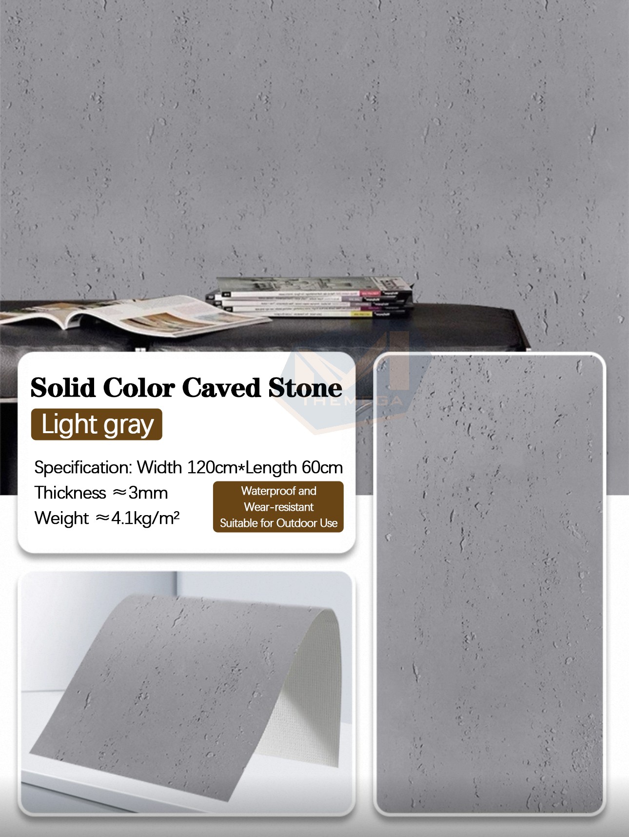 Solid Color Travertine (Light Gray)