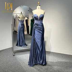 2025 New Blue Shiny Satin boden langes besticktes Abendkleid mit heißen Diamanten für die Abschluss feier des jährlichen Treffens - Product Image 6