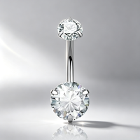Anneau de nombril en zircon 5A poli miroir, en acier chirurgical 316L, serti à quatre griffes, bijou de corps pour femme