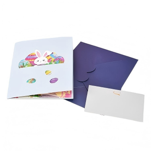 <span class=keywords><strong>Carte</strong></span> de voeux d'invitation d'oeufs de Pâques Happy Bunny 3D Pop up mignon Cartes postales de cadeau de lapin plié avec enveloppe et cartes d'écriture - Product Image 5