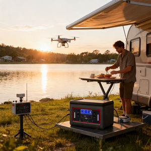 Station d'alimentation LiFePO4 et lithium ternaire à onde sinusoïdale pure et modifiée 220V AC, entrée solaire 100W, 2500+ cycles - Product Image 4