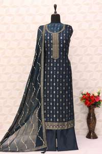 Costume Salwar en soie Jacquard de viscose pure au design moderne, parfait pour le festival, le mariage, la collection exclusive de l'Inde - Product Image 4