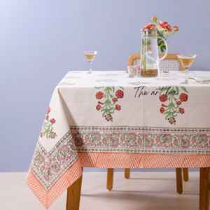 Indian Handmade Cotton Table Cloth Beautiful Hand Block Printed Cotton Table Cover for Wedding - Product Image 4