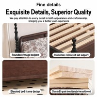 Massives Eschenholz Maßgefertigtes Kingsize-Bett Luxuriöser Französischer Stil Hochdichter Schaumstoff-Kopfteil Amerikanisches Vintage-Schlafzimmer-Set