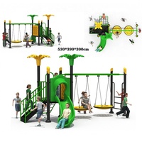 Structure de jeu multifonctionnelle pour enfants de qualité professionnelle avec plateau de jeu Tic-Tac-Toe intégré, toboggan ondulé en LLDPE et ensemble balançoire-toboggan pour enfants