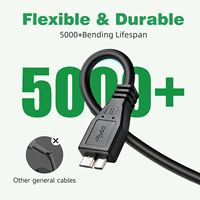 Kabel USB 3.0 Micro WISTAR, Kabel Hard Drive Kecepatan Tinggi USB 3.0 a ke Micro B, Kompatibel dengan Seagate WD Toshiba