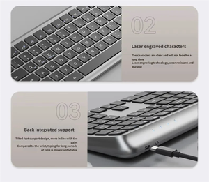 คีย์บอร์ดไร้สาย OEM แบบ Ergonomic สำหรับเดสก์ท็อป โหมดคู่ 2.4G ชาร์จซ้ำได้ เสียงเงียบ - Product Image 4