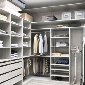 Garde-robe de style européen moderne avec lumière LED intégrée, quincaillerie de marque supérieure, porte en verre - Product Image 2