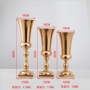 बड़ी लक्जरी शानदार सोने की चांदी लोहे की लक्जरी तुरही फूल वैज उर्न शादी के centrpable सोने के फूल vase - Product Image 6