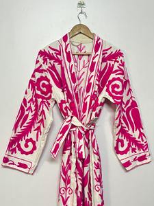 Kimono Largo Suzani Bordado a Mano, Abrigo Cálido de Invierno para Mujer, 100% Algodón, Abrigo Ecológico, Chaqueta, Bata - Product Image 4