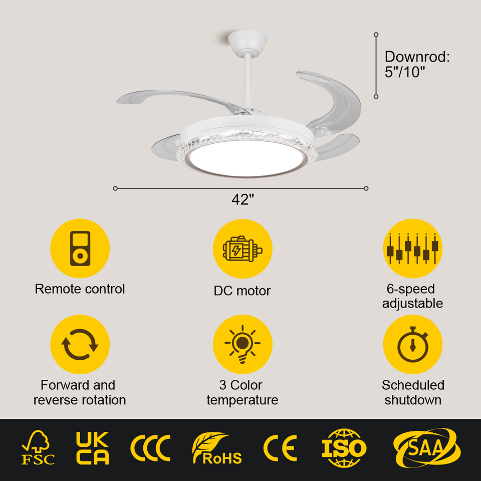 #3562 Factory Direct 42-Inch Silent DC Motor Led Ceiling Fan with ...