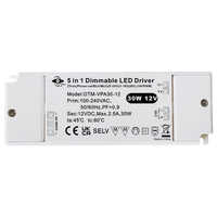 Fabricante profesional CE UKCA Pwm Salida 5 en 1 0-1/10V Voltaje constante 30W Regulable 12V Controlador LED