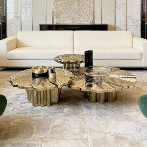 Mesa de Centro Moderna de Lujo en Oro, Mueble de Acero Inoxidable para Sala de Estar, Villa, Hotel, Decoración de Hogar de Alta Gama - Product Image 3