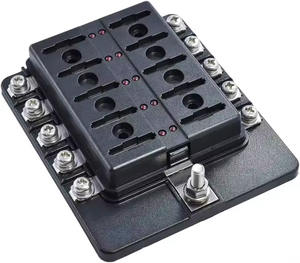 Caixa de Fusíveis Automotiva 24V DC com 10 Vias e Indicador, Bloco de Fusíveis de 10 Circuitos Positivo e Negativo para Barcos e Automóveis - Product Image 2