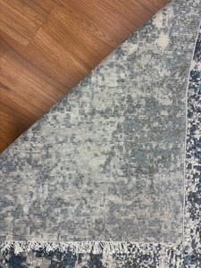 Tapis d'intérieur en laine et soie indienne fait à la main, abstrait, luxueux, à poils longs, bleu, killim, lavable, pour la maison, la chambre à coucher, le salon, l'utilisation en voiture, décoration - Product Image 3