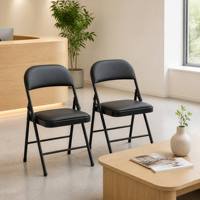 Chaise pliante en métal rembourrée robuste, chaise d'invité portable avec structure en acier pour le bureau, les conférences, les formations, les événements et les mariages