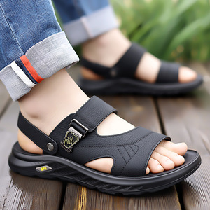 Men's Lightweight Cushioning Sports Casual Open Summer Outdoor Walking Beach Sandals Waterproof Breathable Arch <b>Support</b> Buckle - Product Image 3