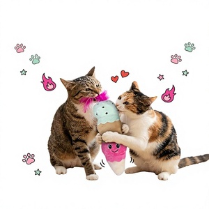 Juguete de Peluche para Gatos con Forma de Cono de Helado, Suave y Acolchado, con Cola de Plumas Esponjosas, Interactivo, para Masticar y Jugar - Product Image 5