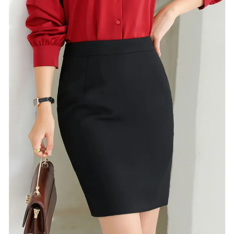 Black Bank Company Work Wear Formal High Waist Uniform All Match Office Skirt for Ladies