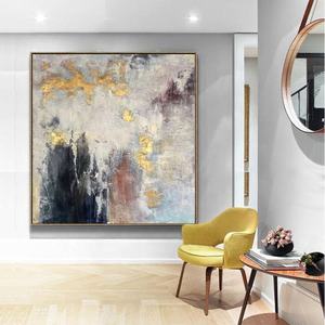 100% pintado a mano pared grande gruesa pintura al óleo abstracta lámina de oro moderna pintura hecha a mano real arte al óleo sobre lienzo - Product Image 3