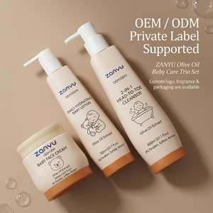 Set Trio per la Cura del Bambino all'Olio d'Oliva: <span class=keywords><strong>Crema</strong></span> Viso 2-in-1, Shampoo Idratante, Lozione Corpo Senza Lacrime per Neonati 500ml/700ml/800ml 0-3 Mesi - Product Image 3