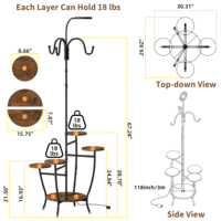 Support à plantes à 6 niveaux de 67,24 po avec éclairage LED pour plantes, étagère à fleurs en bois et métal avec crochets, grande étagère d'angle pour plantes d'intérieur