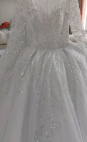 2024 robes de mariée de luxe dubaï grande taille dentelle paillettes cathédrale robes de mariée personnaliser à manches longues robe de mariée saoudienne
