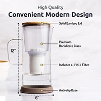 Pichet à eau en verre Carafe à eau potable Purificateur Pichet à eau en verre alcalin Enlever le chlore
