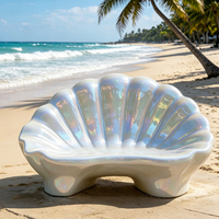 Banc-Chaise Sculpture Géante Moderne de Luxe en Résine de Fibre de Verre, Résistante aux Intempéries, en Forme de Coquillage Marin, Taille Réelle et Colorée pour l'Extérieur