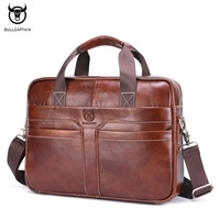 Porte-documents en cuir pour homme de la marque BULLCAPTIAN, sac à main multifonctionnel de grande capacité, sac pour ordinateur portable en cuir de vachette de première qualité
