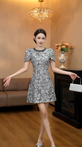 6051 Faint Melancholy 2026 Nuevo Vestido Mini Retro Francés con Estampado de Mariposas, Elegante Vestido de Cintura Alta para Mujeres Delgadas - Product Image 2