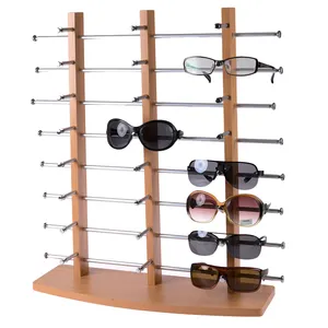 Große Arbeits platte Holz 24 Paar Holz Brille Sonnenbrille Brillen Brillen Display Halter Stand Rack