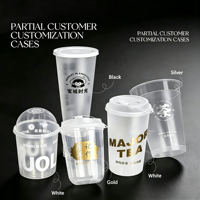 Gobelets en plastique jetables transparents à paroi simple de 12 oz à 32 oz avec couvercle pour thé au lait, vodka, eau minérale, jus, tequila et autres boissons
