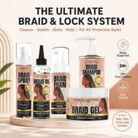 Kit de Soins Capillaires OEM pour Tresses, Locks et Cornrows, Kit Anti-Démangeaisons Linea Prodotti Capelli avec Shampooing, Spray, Huile, Mousse et Gel Fixateur pour les Bords