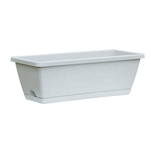 Rectangular Plastic Planter Pots Window Box with Attached Saucer for Flowers Vegetable Herbs Succulent