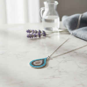 Collier à breloque en pierre de Turquoise naturelle, pendentif œil du mal, fait à la main turc, bijoux en argent Sterling 925, vente en gros - Product Image 3