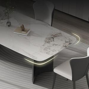 Table à manger rectangulaire <span class=keywords><strong>en</strong></span> dalle de roche de luxe italienne, style moderne simple, petite table à manger <span class=keywords><strong>pour</strong></span> appartement - Product Image 5