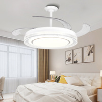 Ventilateur de plafond invisible avec éclairage, style nordique, en ABS, pour salon, salle à manger, chambre à coucher – Vente en gros usine