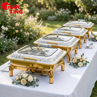 TIANXING 6L 9L Ensemble de plats de service à motif marbre blanc et or pour buffet, idéal pour la restauration événementielle