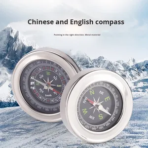 Boussole chinoise en acier inoxydable de 60 mm, pointeur directionnel <span class=keywords><strong>anglais</strong></span>, équipement de plein air, fournitures pédagogiques, vente directe d'usine, cadeau - Product Image 1