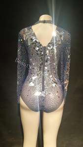 सेक्सी पारदर्शी शुद्ध पोशाक चरण नृत्य पहनने दर्पण पत्थर जाल Bodysuit तेंदुआ नृत्य प्रदर्शन पोशाक - Product Image 3