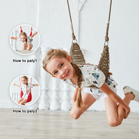 Siège de balançoire pour enfants Ropecube tricoté à la main-Balançoire d'arbre réglable intérieure/extérieure avec cordes et mousqueton, pour le camping dans la salle de jeux d'arrière-cour