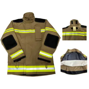 NFPA Khaki, Navy Blue Firefighting Suit Drag Rescue Device Garments Fireman suit