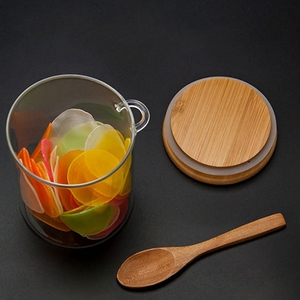 PROMOTION EXCEPTIONNELLE : Boîte hermétique en bambou avec couvercle torsadé en <span class=keywords><strong>bois</strong></span> et cuillère en <span class=keywords><strong>bois</strong></span>, idéale pour le rangement des bonbons et des aliments dans la cuisine. - Product Image 6