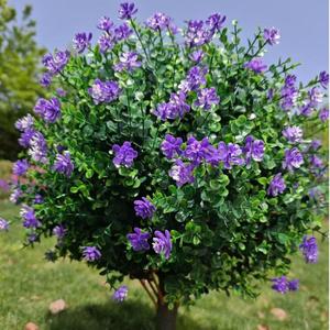 Nouveaux arbres topiaires en buis artificiel, boules, piquets de sol, anti-UV, faux arbustes verts, fausses plantes à fleurs violettes, buissons pour décoration extérieure - Product Image 6