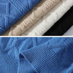 Suéter cálido de invierno para hombre, suéter informal de lado de colisión con parte superior suelta personalizada, suéter de punto de manga larga de Color sólido para hombre - Product Image 6