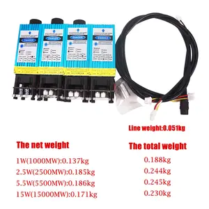 Modul Laser Dioda TTL PMW Kontrol Campuran 405NM 450NM Laser Ungu Biru untuk Mesin Ukir Laser Kayu Desktop Penggunaan DIY 0.5W 10W