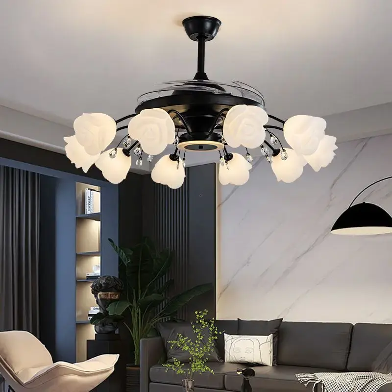 Living Fan Chandelier Integrated Dining Room Bedroom and Household Atmospheric Wind Lamp