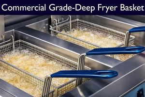 Panier de rangement pour <span class=keywords><strong>friteuse</strong></span> avec poignée antidérapante, construction robuste en acier inoxydable nickelé, écologique, usage commercial - Product Image 5